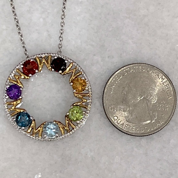 MOM Multigemstone 14K YG Sterling Silver Eternity Pendant Necklace - Picture 13 of 13
